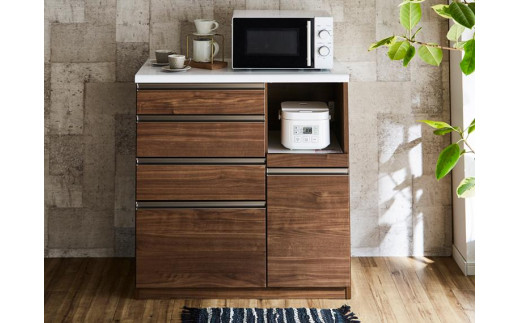 
                  【開梱設置】 セイント キッチンカウンター 幅90cm ハイタイプ レンジ台 ブラウン ホワイト キッチン収納 完成品 大型レンジ対応 大川家具
                