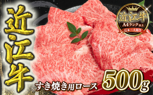 【12月発送】  近江牛 すき焼き用 ロース 500g 【冷凍配送】 A4 ～ A5 黒毛和牛 ブランド 肉 近江牛 三大和牛 すき焼き すきやき 好き焼き しゃぶしゃぶ すきしゃぶ 贈り物 ギフト 滋賀県 竜王町 岡喜