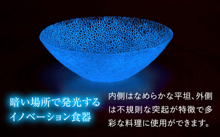 ルミナスシリーズ ボウル (大) ブルー 【暗闇に輝く、卓上の新たな魔法】 多治見市 / 丸モ高木陶器 ガラス 深皿 食器 化粧箱入り[TBA224]
