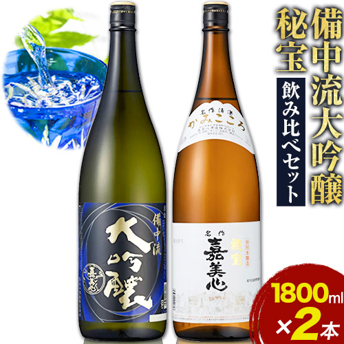 備中流大吟醸 秘宝 飲み比べセット コンクール金賞受賞 各1800ml 計2本 嘉美心酒造 《30日以内に出荷予定(土日祝除く)》 岡山県 浅口市 送料無料 日本酒 酒 大吟醸 さけ お酒 備中流