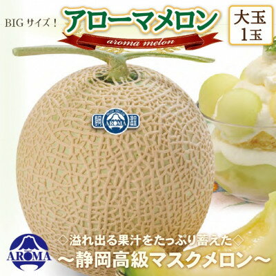 【ふるさと納税】【通年出荷】アローマメロン(大玉)　1玉入【静岡高級マスクメロン】_ メロン マスクメロン 果物 くだもの フルーツ 大玉 おすすめ 人気 送料無料 ギフト 贈答 【配送不可地域：離島・北海道・沖縄県】【1447132】