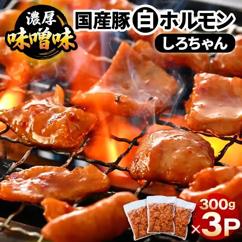 国産豚 白ホルモン しろちゃん 濃厚味噌味 300g × 3p (計900g) 【豚 豚肉 ぶた ホルモン ほるもん 豚腸 味噌 濃厚 おつまみ おかず 夜のおかず 夜ごはん 味付き 冷凍 国産】 [A-12434]