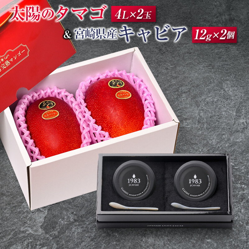 【ふるさと納税】太陽のタマゴ(4L×2玉)と宮崎県産キャビア12g×2個セット