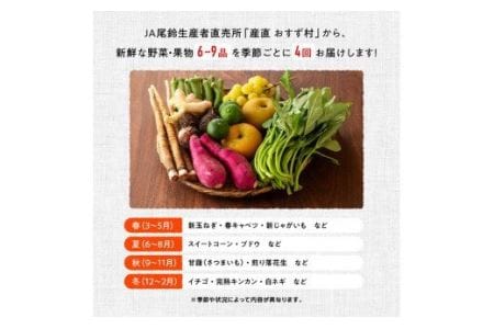 【定期便】産直おすず村 季節の野菜と果物 厳選 詰め合わせセット（小） 全4回【旬野菜 フルーツ 直売所 産地直送 宮崎県産】