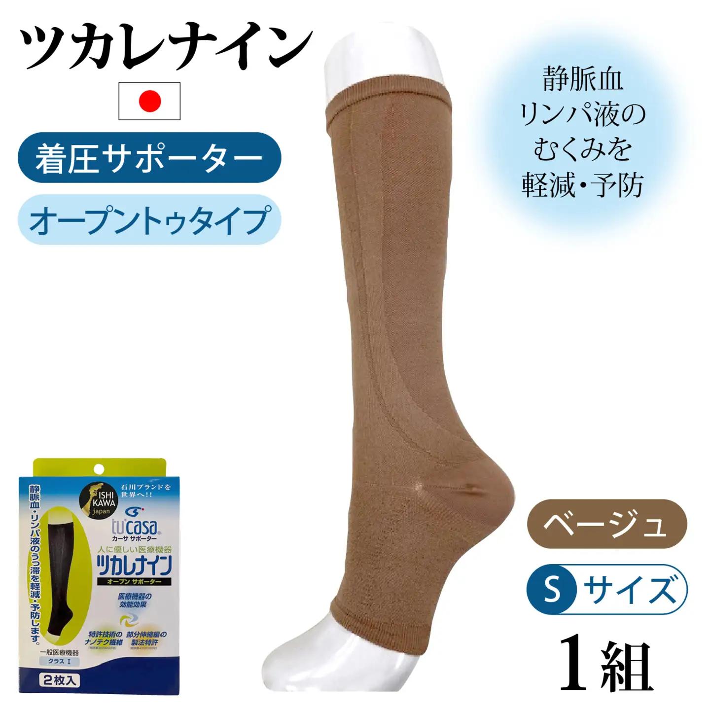 ツカレナイン　着圧サポーター【オープントゥ】（ベージュ：Ｓ）　１ペア