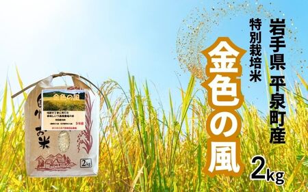 【令和8年産先行予約】【10月初旬発送】平泉町産特別栽培米 金色の風2kg【mih005】
