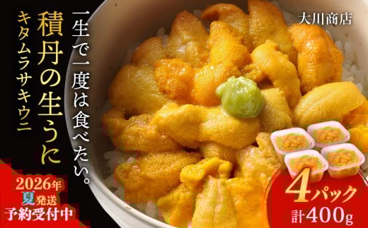 【2026年夏発送分】ムラサキウニ100g×4パック