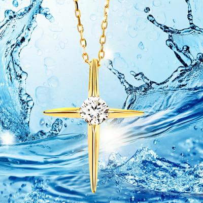 ふるさと納税 大月市 クロスペンダント0.08CTダイヤモンド　P6013DI-Y