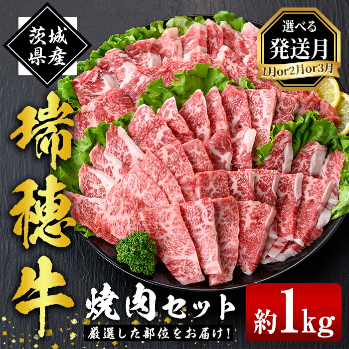 【ふるさと納税】 発送月が選べる 瑞穂牛焼肉セット 1.0Kg 牛肉 やきにく バラ 肩ロース 肩 肩バラ トモサンカク イチボ ブランド牛 茨城県 お中元 瑞穂牛 焼肉 盛り合わせ 食べ比べ 国産 肉 BBQ セット 【（株）フロンティアロード】【ho0903-1】