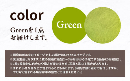 【1点もの】羊のくるくるバッグ（緑）　《足寄町》【石田めん羊牧場】バッグ トートバッグ 羊 羊革 革 革製品 緑 メンズ レディース 軽量 旅行 雑貨 あしょろ 北海道[BEAD007]