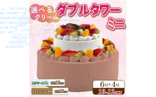 ダブルタワー ケーキ ミニ チョコクリームケーキ 6号 生クリームケーキ 4号 チョコプレート付き ケーキ デザート スイーツ イチゴ オレンジ キウイフルーツ 洋菓子 焼菓子 チョコレート チョコ 誕生日 記念日 結婚記念日 ギフト プレゼント 贈答 人気 おすすめ 送料無料 徳島県 阿波市 CAKE EXPRESS