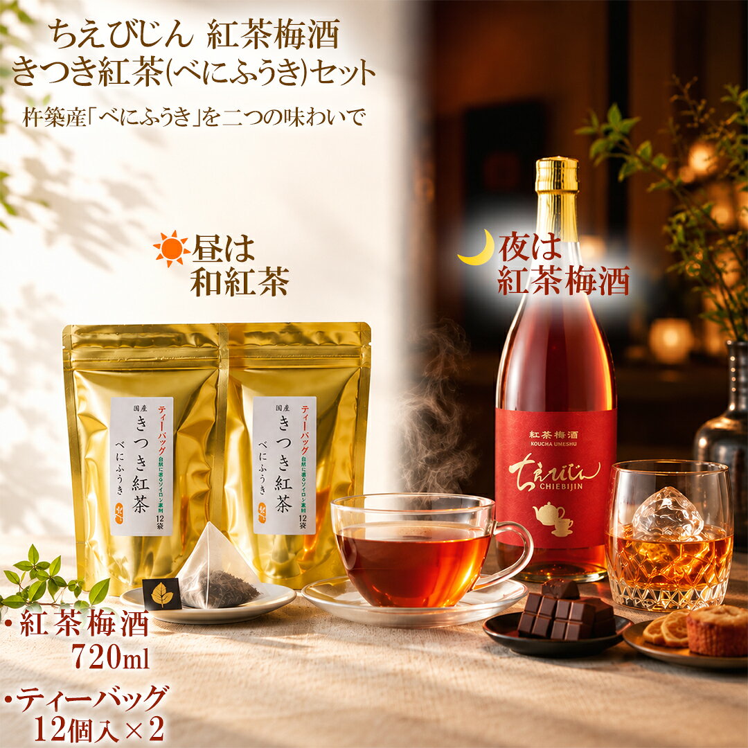 【ふるさと納税】 ちえびじん 紅茶梅酒 (720ml)+ きつき紅茶「べにふうき」のティーバック (12個×2)【中野酒造】 国産 和紅茶 梅酒 ギフト 贈答 ＜110-032＞