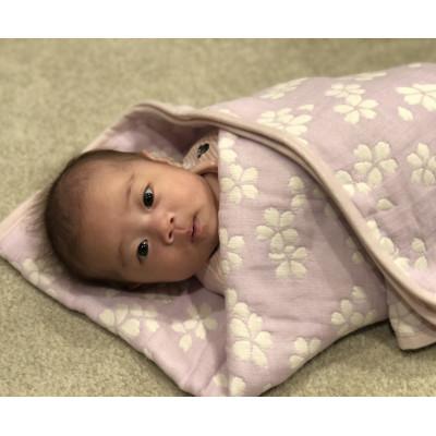 ふるさと納税 泉大津市 ジャカード織　やわらか五重ガーゼひざ掛け　約70×100cm　パープル色　FNG-007 |  | 03