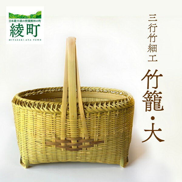 【ふるさと納税】竹かごのある暮らし、「三行竹細工の竹籠（大）」 収納 和 バッグ 通気性 伝統工芸品
