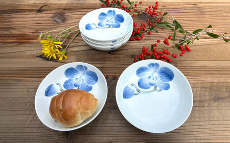 【波佐見焼】蘭華文 4.5寸皿 5点【台丹窯】[VC14]