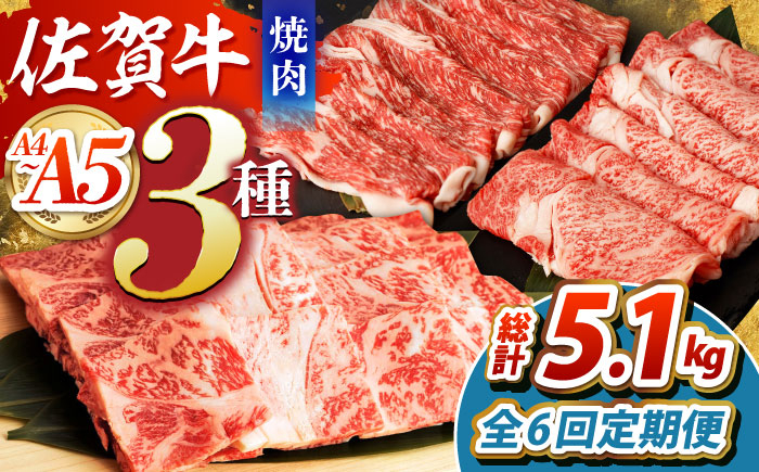 
            【全6回定期便】佐賀牛 焼肉セット（モモ/カタ赤身/肩ロース） 【吉祥】 [HCW010]
          