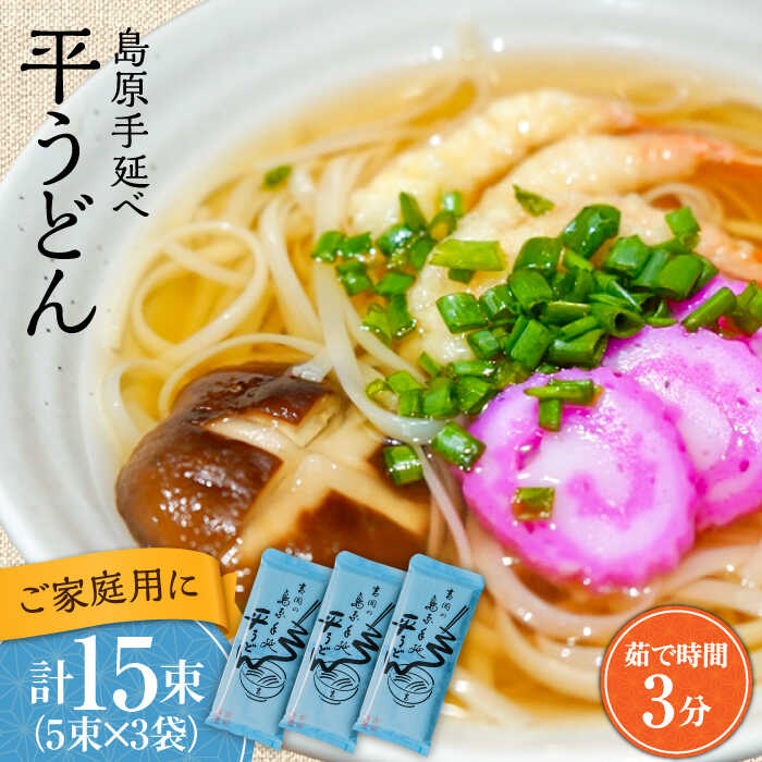 【ふるさと納税】【手延べ製法のコシ！喉越しの良さ！】島原手延べ平うどん 5束×3袋入り / うどん 乾麺 ウドン 麺 ご家庭用 / 南島原市 / 吉岡製麺工場[SDG019]