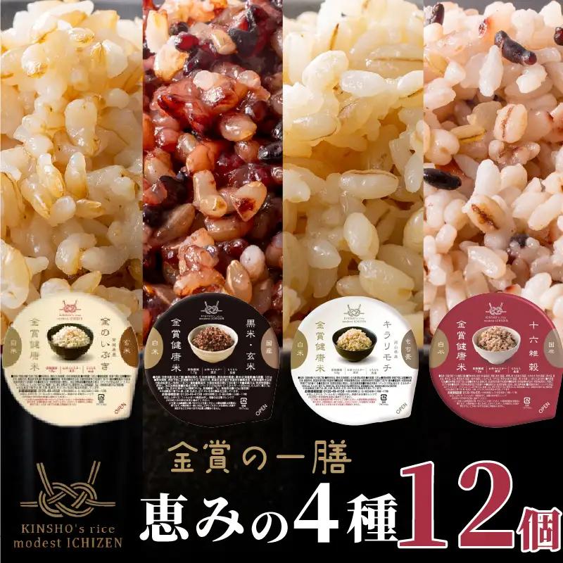【金賞健康米】玄米と雑穀米入り！恵みの4種食べ比べセット 120g×12個入り ご飯パック