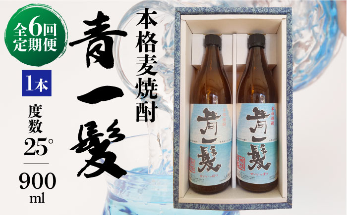 【6回定期便】本格 麦焼酎 青一髪 25° 900ml×2本 / 贈答用 酒 焼酎 南島原市 / 久保酒造場 [SAY012]