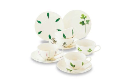 【美濃焼】ラ・エミーズ コーヒー＆ティー ヴァリエ C/S 5客セット【山加商店】AM20-TS21 食器 皿 プレート マグカップ コーヒーカップ ティーカップ うつわ ペア 白 ホワイト グリーン