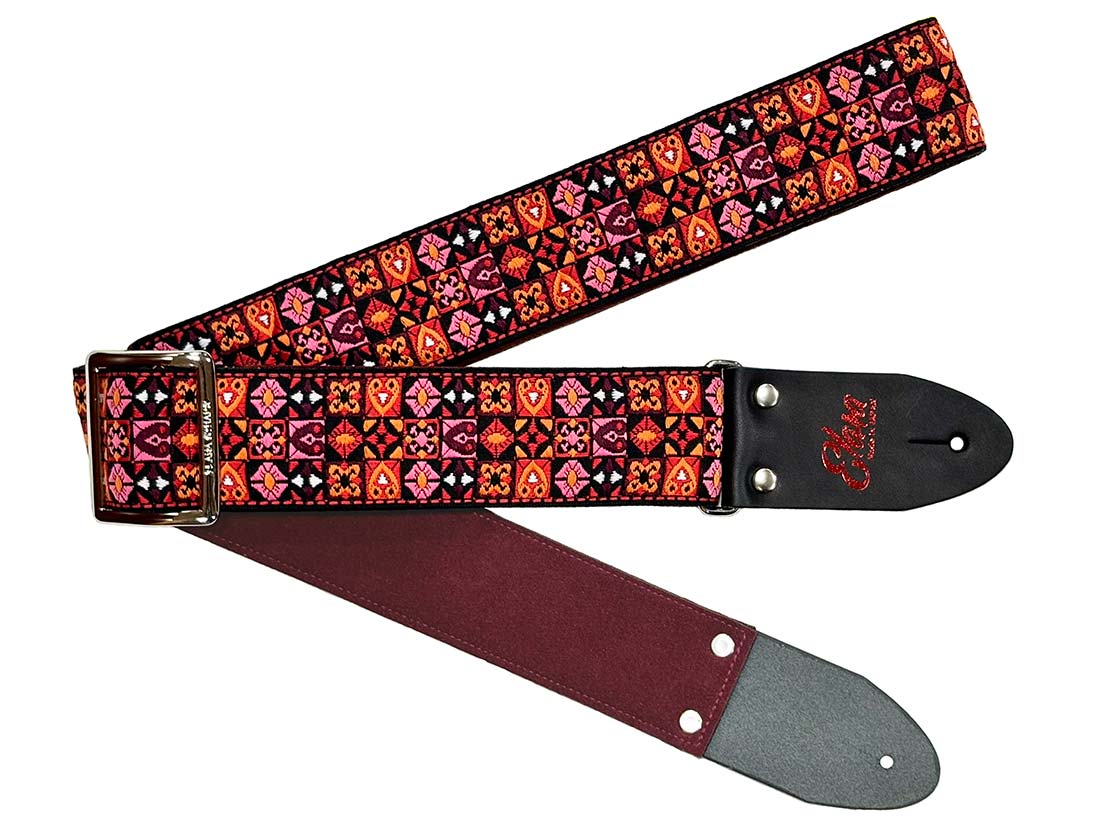 【ふるさと納税】【ギターストラップ】 Elara Straps Dignity Square Bordeaux 郡上市 レザー 真鍮バックル ウルトラスエード プロ仕様 エレキ アコギ ベース Ksound 小林楽器店