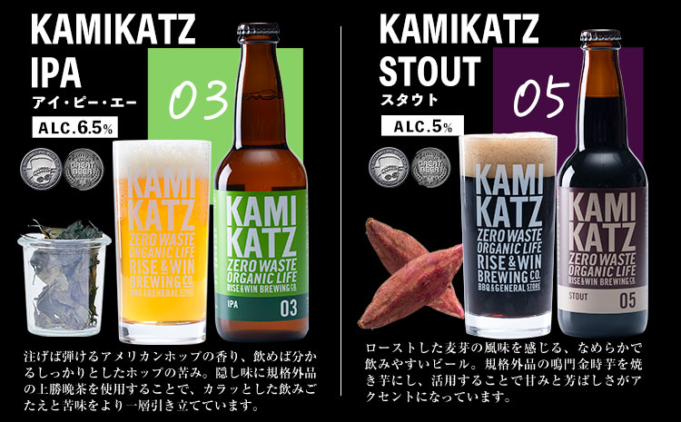 KAMIKATZBEER ブリュワーズセレクト 4本 グラス コースター セット RISE＆WIN 《30日以内に出荷予定(土日祝除く)》 ｜ クラフトビール ビール 上勝ビール カミカツビール 酒 