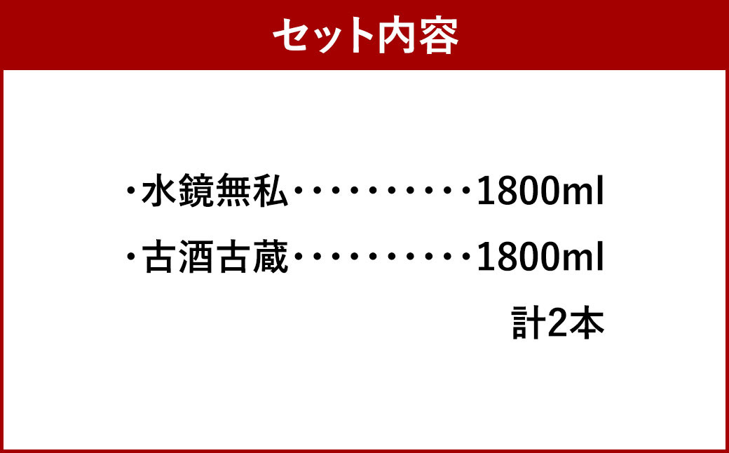 松の泉酒造 水鏡無私1800ml・古酒古藏1800ml (各1本) セット