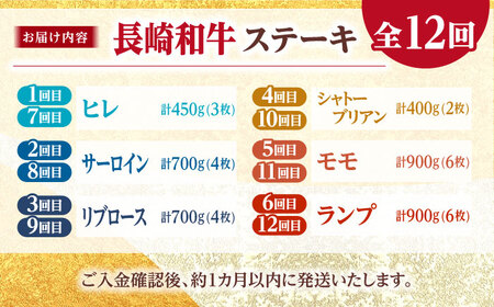 【ステーキ革命】【12回定期便】長崎和牛 ステーキ用部位×12回定期便＜株式会社黒牛＞ [CBA046]
