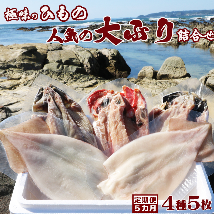 【極味の定期便】特選！人気ひもの詰合せ 大ぶり３種＋いか一夜干し２枚 × 選べる５カ月《毎月発送》　[0058-0002]