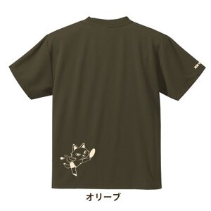 JTTA公認　卓球ユニフォーム【男女兼用(ドライ):Mサイズ】ねこ　オリーブ【1672829】