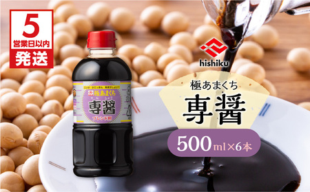 ヒシク 藤安醸造 極あまくち専醤 500ml × 6本　K026-002_01 調味料 九州 醤油 甘口 濃口 専醤 極あまくち専醤 大容量 鹿児島 おすすめ ランキング プレゼント ギフト