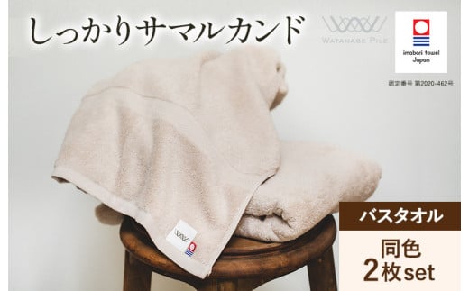 （今治タオルブランド認定）しっかりサマルカンド バスタオル2枚セット  ベージュ/ベージュ 今治タオル [ID05380BEBE]