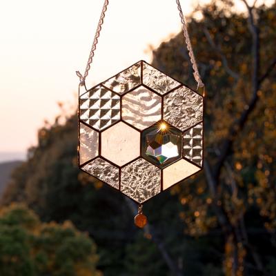 ふるさと納税 大月町 ステンドグラス 蜂の巣 モチーフ  (クリア)  サンキャッチャー 手作り インテリア雑貨  雑貨 |  | 01