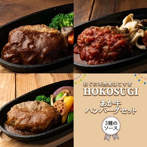 【おぐに天然食ほこすぎ】あか牛 手作りハンバーグ 3個 計600g 3種のソース 熊本 阿蘇 あか牛 あか牛認定店 惣菜 小国育ち ほこすぎ 人気レストラン ハンドメイド 和風ソース トマトソース デミグラスソース 湯せん ボイル 解凍 専門店の味 ギフト 贈答用 ご家庭用