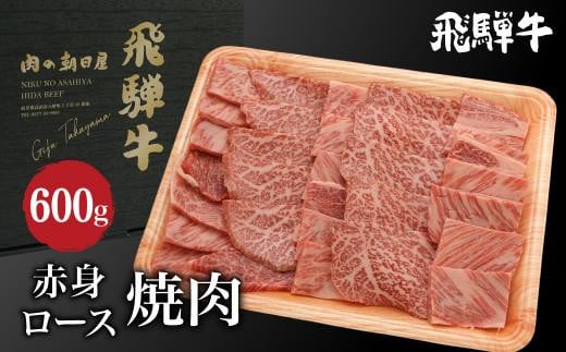 飛騨牛ロース、もも肉焼肉600ｇ（300ｇ×2） A5等級 ブランド牛 和牛 赤身  霜降り  朝日屋 JX015