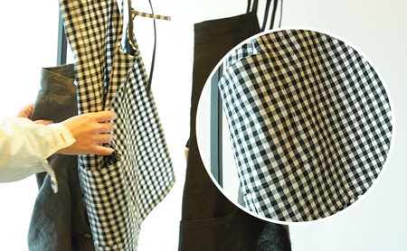 anyone apron ギンガムチェック 1枚 エプロン リネン フリーサイズ MMRH wardrobe 静岡 島田市