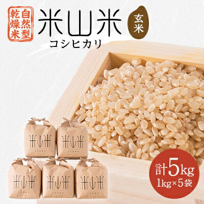 【ふるさと納税】自然型乾燥特栽米コシヒカリ(米山米)玄米1kg×5袋【1364711】