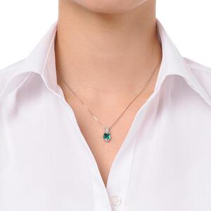 【京セラ】クレサンベール〈エメラルド・天然ダイヤモンド〉ペンダント【プレミアム/プラチナ/プリンセスエメラルドカット/5月誕生石】