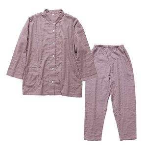 moun　3重ガーゼ　レディースパジャマ　綿100%　日本製　Lサイズ（ピンク、ブラウン、ブルー） ピンク