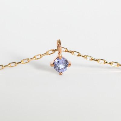 ふるさと納税 大津市 【10金 12月誕生石 タンザナイトネックレス】大人シンプル 華奢見えチェーン 天然石一粒ペンダント |  | 02