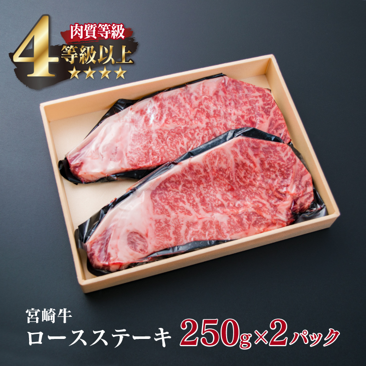 EB2-191_宮崎牛 ロースステーキ 計500g 肉 牛 牛肉 黒毛和牛 ステーキ ロース 国産 おかず 食品 送料無料_イメージ2