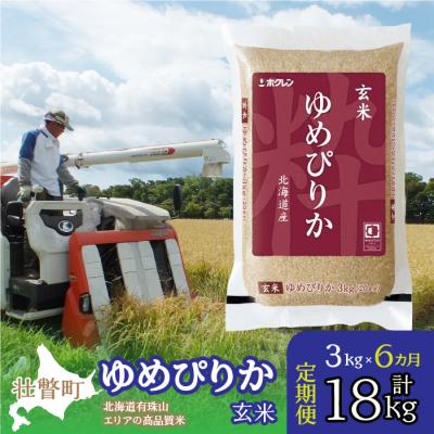 ふるさと納税 壮瞥町 【令和7年産】【6ヶ月定期配送】(玄米3kg)ホクレンゆめぴりか SBTD071