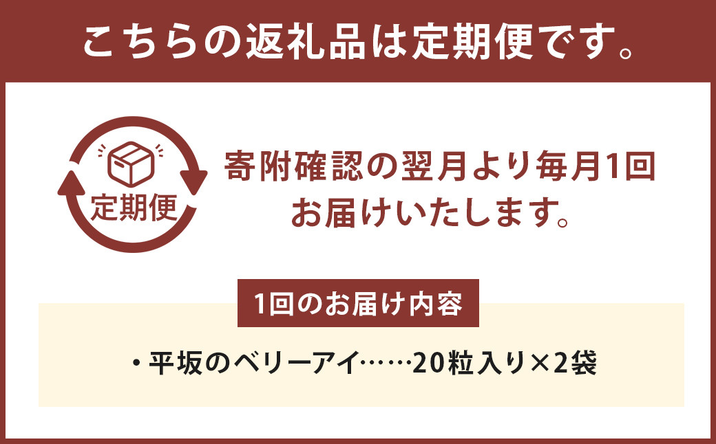 【3ヶ月定期便】平坂のベリーアイ 20粒入り 2個セット