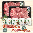 【ふるさと納税】生活応援 オリーブ牛 切り落とし 500g ＆ ハンバーグ 8枚セット 讃岐牛 赤身 セット