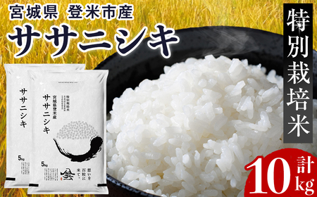 ≪令和7年産≫ 特別栽培米 ササニシキ 10kg (5kg×2袋)  登米市産 お米 おこめ 米 コメ ささにしき 白米 ご飯 ごはん おにぎり お弁当 【登米ライスサービス株式会社】tm157