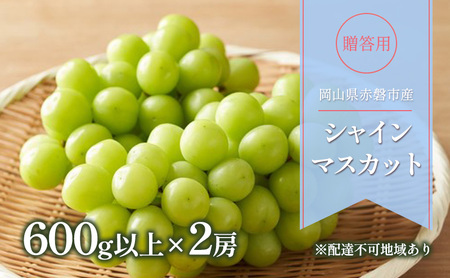 シャインマスカット 贈答用 岡山県産 シャインマスカット【600g×2房】【先行予約】