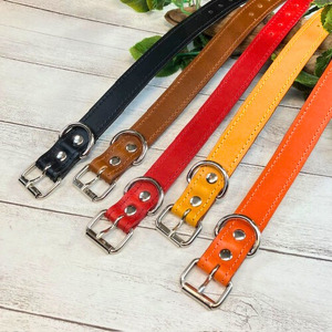 選べるサイズのイタリア本革犬首輪 (25mm幅) 小型/中型/大型 犬用首輪 犬 首輪 本革 Mサイズ黒色