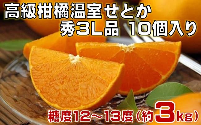 
            高級 柑橘 温室 せとか 秀品 3L 品 10個入り 約3kg みかん 蜜柑 果物 フルーツ 柑橘類 期間限定 季節限定 数量限定 人気 旬 甘い ジューシー 完熟 ふるさと納税柑橘 ふるさと納税みかん ［1201］
          