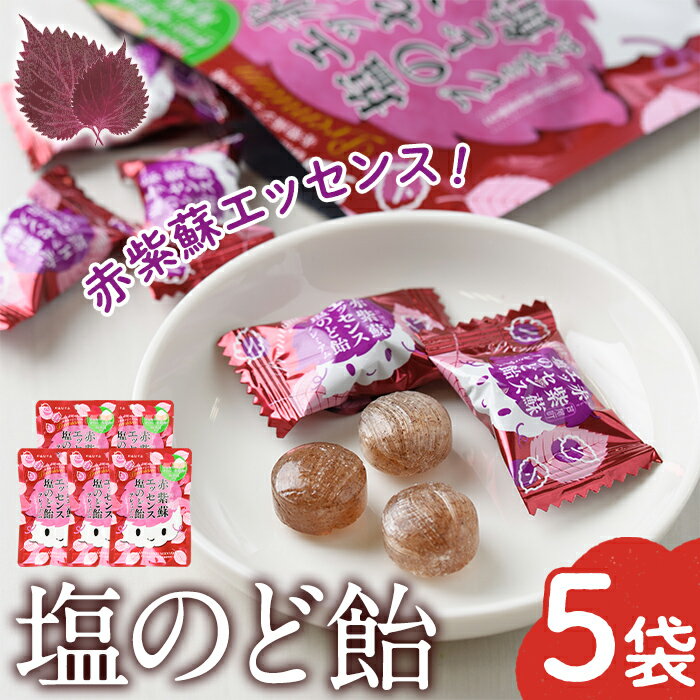 【ふるさと納税】赤紫蘇エッセンス 塩のど飴 プレミアム(5袋) のど飴 のどあめ 飴 お菓子 おやつ 個包装 小分け 常温 常温保存 アウトドア 熱中症対策 塩飴【パルセイユ】