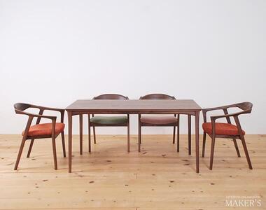 ダイニング5点セット タイド 150×80 ウォールナット無垢【福岡県・辻製作所】